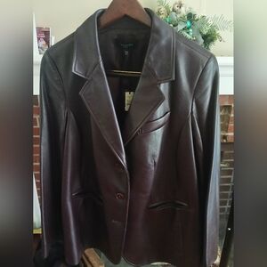 Talbots Dark Brown Leather Blazer